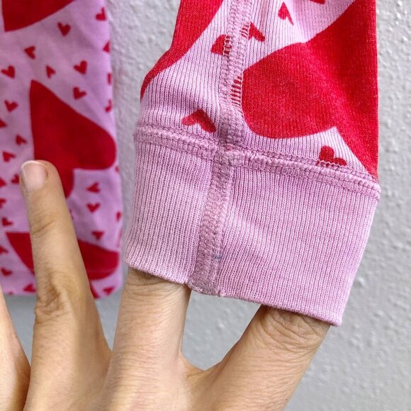 HANNA ANDERSSON Kids Long John Pajama Set In Organic Cotton Hearts Print Size 5 - Picture 8 of 16